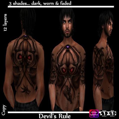 Second Life Marketplace Etched Devils Rule Tattoo