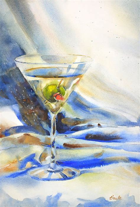 Martini Still Life Watercolor Print Martini Art Print Cocktail Art