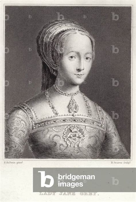 Image of Portrait of Lady Jane Grey (engraving) by Holbein the Younger ...