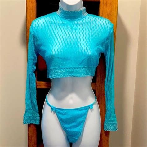 Elegant Moments Intimates And Sleepwear Elegant Moments Teal Blue Lace Poshmark