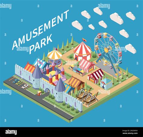 Amusement Park Isometric Composition With Isolated View Of Recreation