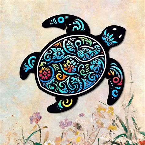 Colorful Turtle Metal Sign Sea Turtle Sign Home Decor Marine Turtle