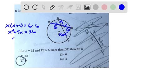 In The Diagram Below Of Circle O Chord Df Bisects Chord Bc At E X