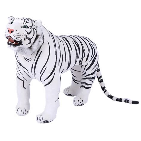 110cm Soft Huge Simulated Animal Lifelike Stuffed White Tiger Plush Toy