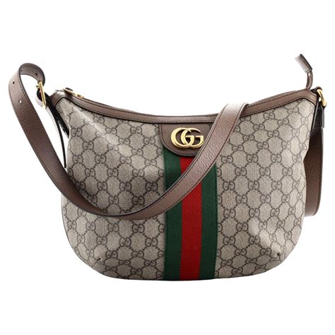 Gucci Ophidia Half Moon Hobo Gg Coated Canvas Small At Stdibs Gucci