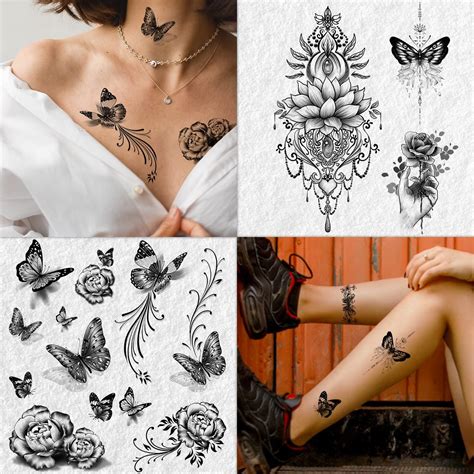 Cerlaza Long Lasting Fake Tattoos 30 Styles Waterproof Butterfly