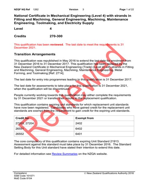 National Certificate In Mechanical Engineering Level With Strands In