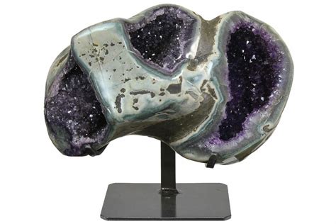 15 8 Unique Amethyst Geode On Metal Stand Uruguay 171893 For Sale