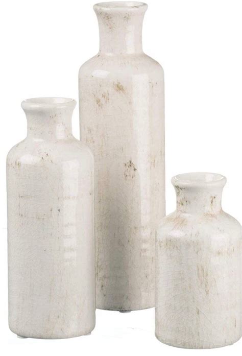 Weathered Vase Set Minimal Or Rustic Decor Set Of Three Etsy In 2021 White Ceramic Vases