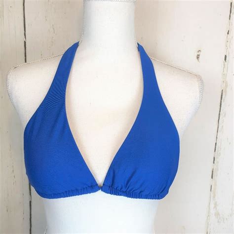 J Crew Swim Jcrew Triangle Bikini Top Blue Poshmark