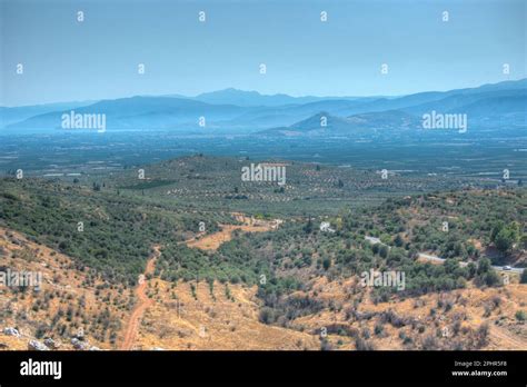 Agricultural landscape of Arcadia region of Peloponnese peninsula in Greece Stock Photo - Alamy