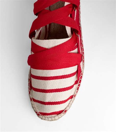 Tory Burch Striped Lace Up Espadrille In Red Lyst