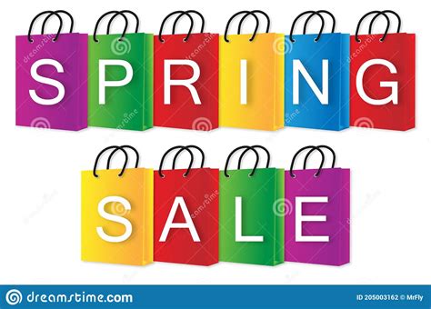 Spring Sale Colourful Shopping Bags Isolated Vector Illustration