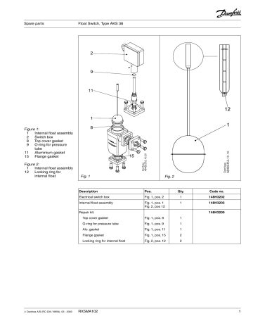 Danfoss Float Switch Type AKS 38 Data Sheet Manualzz