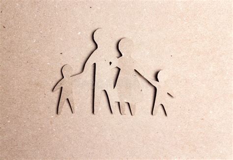 Paper Cut Family Silhouette on Cardboard Stock Image - Image of peace ...