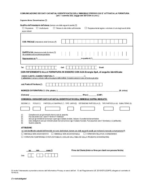 Fillable Online Dichiarazione Dei Dati Catastali Identificativi Dell