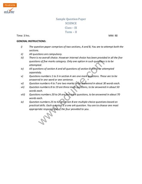 Class 9 Cbse Science Sample Paper Term 2 Model 2