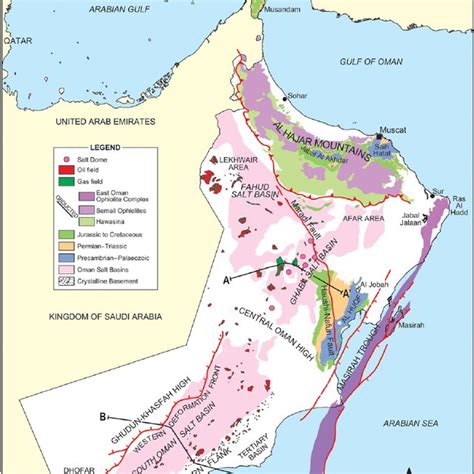 A Structural Map Of Oman Showing The Main Geological Features And