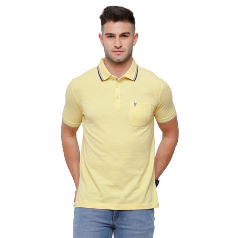 Classic Polo Mens Yellow Melange Polo Half Sleeve Slim Fit T Shirt