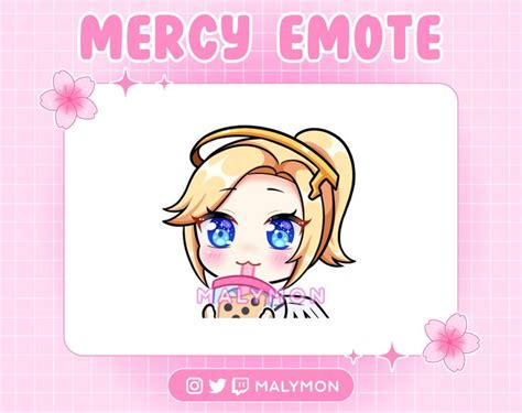 Cute Mercy Overwatch Sip Drink Drinking Boba Bubble Tea Emote Premade