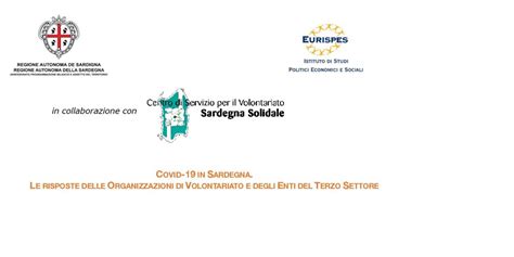 COVID 19 IN SARDEGNA LE RISPOSTE DELLE ORGANIZZAZIONI DI VOLONTARIATO