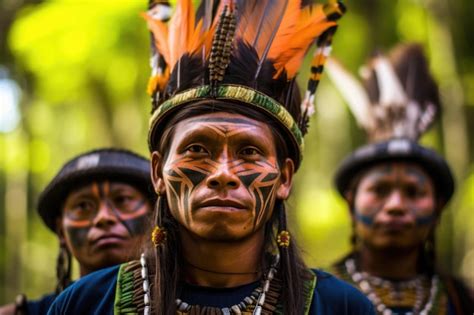 Retrato De Tribos Ind Genas Ndio Tradicional Rostos Pintados Povo