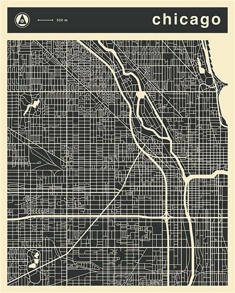 Chicago City Map Art Print Chicago Chicagomap Citymap Illinois City