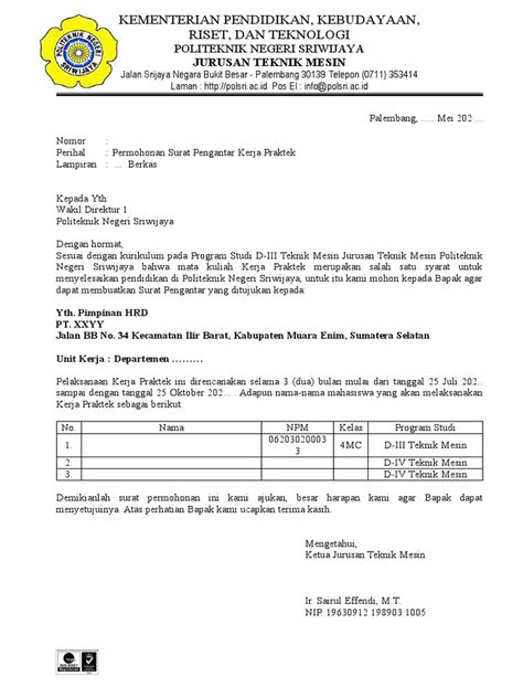 Contoh Surat Pengantar Kerja Praktek Pdf