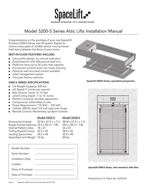 Model 5200 S Series Attic Lifts Installation Manual Manualzz