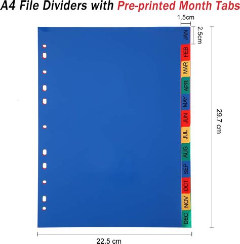 file dividers  part jan dec  pack  plastic subject dividers