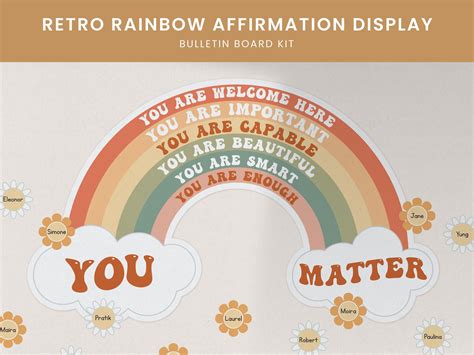 Affirmations Rainbow Bulletin Board Kit Retro You Matter Poster Groovy