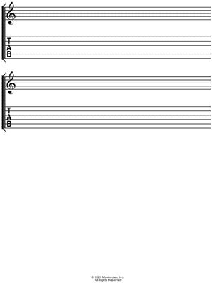 "Manuscript Paper for Guitar Tab" Sheet Music - 1 Arrangement Available Instantly - Musicnotes