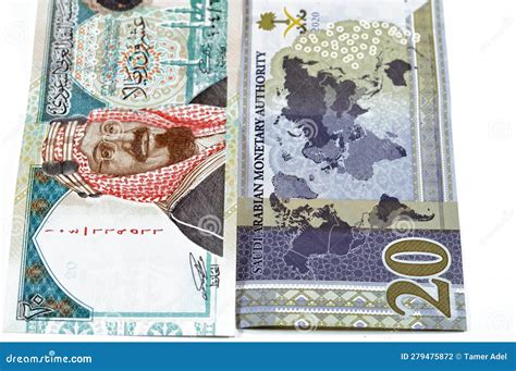 Sar Twenty Saudi Arabia Riyals Banknotes Currency Bill Money An Old