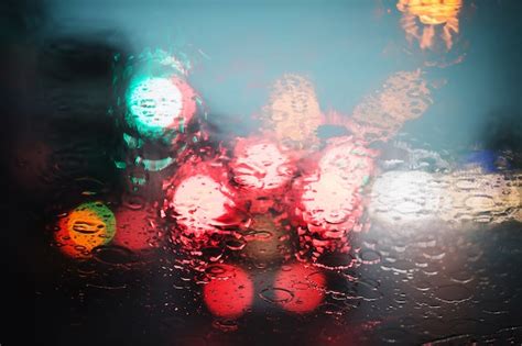 Premium Photo Drops Of Rain Drizzle On The Glass Windshield In The