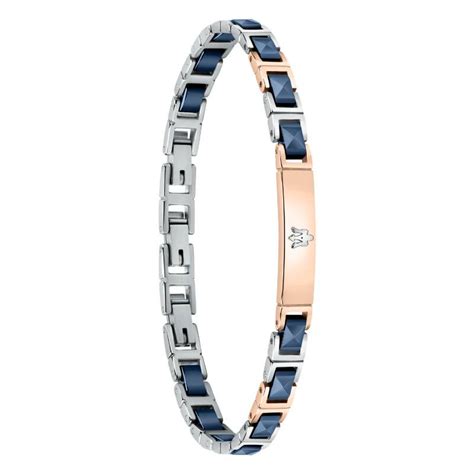 Bracelet en Acier Bicolore Céramique Bleue Maserati Ocarat