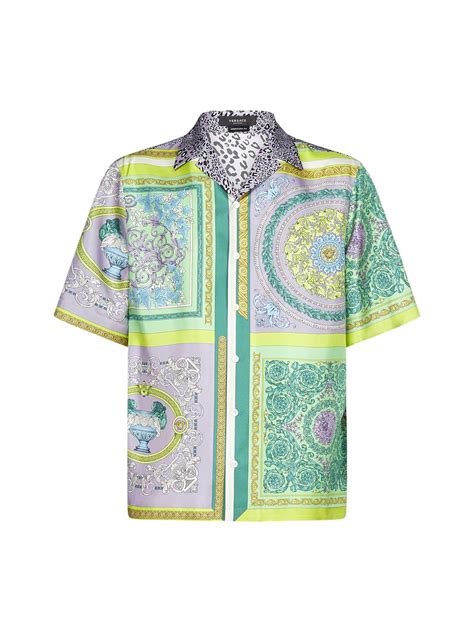 Versace Barocco Mosaic Print Short Sleeve Shirt For Men Lyst