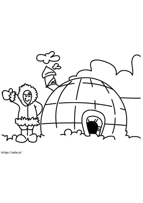 Eskimo Igloo House Coloring Page