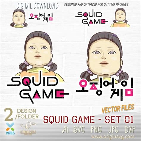 Squid Game Svg Vector Cutting Files Squidgame Doll Logo Tv Series