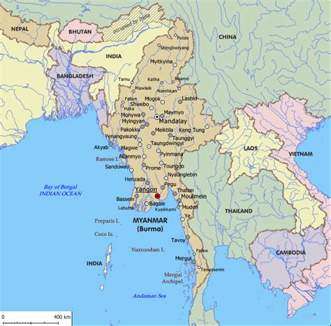 Maps of Myanmar ( Burma ), Bay of Bengal, Yangon ( Rangoon ), Mandalay ...