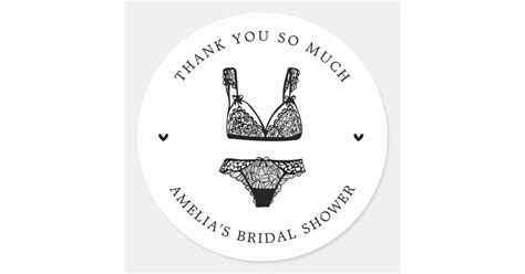 Modern Lingerie Bridal Shower Thank You Classic Ro Classic Round Sticker Zazzle