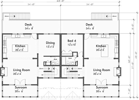 Duplex Beach House Plan By Bruinier And Associates In 2021 Beach House