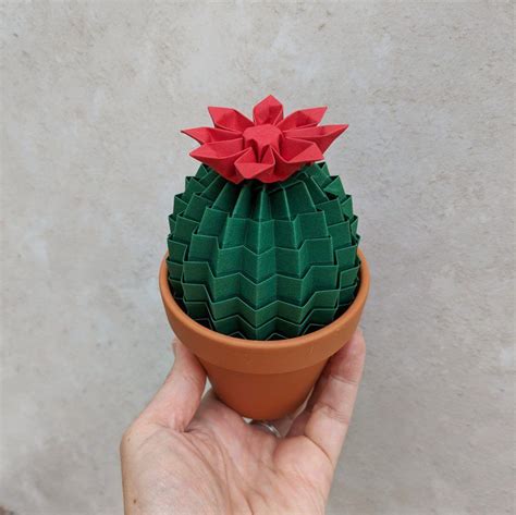 Origami Cactus Plant Dark Green Paper Succulent The British Craft