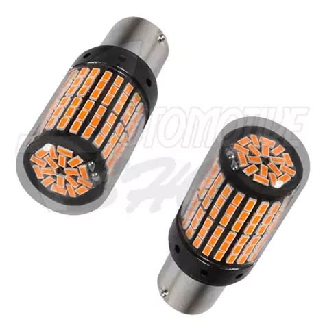 Lâmpada 1157 Dois Polos 144 Leds Smd Amarelo 360o Un MercadoLivre