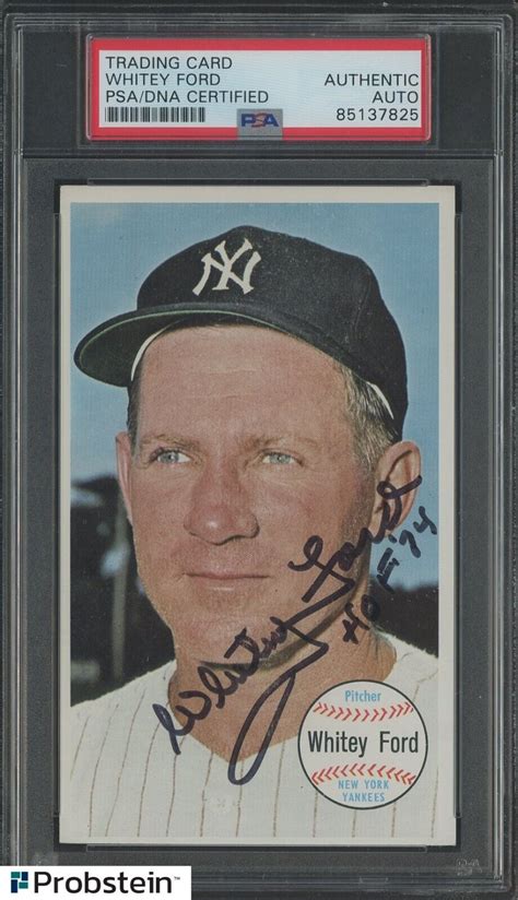 Whitey Ford HOF Signed 1964 Topps Giants 7 AUTO New York Yankees PSA