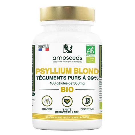 Téguments de Psyllium Blond BIO en gélules Amoseeds