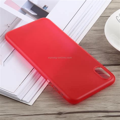 SUNSKY สำหรบ iPhone XS Max 0 3mm Ultrathin Frosted PP เคส สแดง