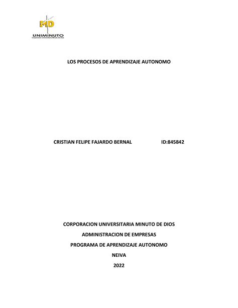 Actividad 2 LOS PROCESOS DE APRENDIZAJE AUTONOMO CRISTIAN FELIPE