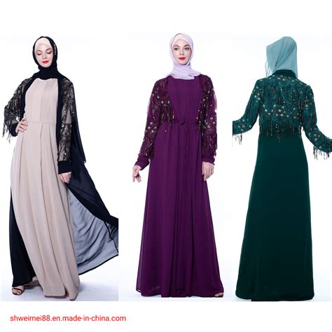 Satin Sequin Dubai Open Abaya Cardigan Women Long Maxi Dress Kimono