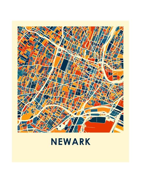 Newark Map Print Full Color Map Poster - Etsy