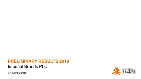 Imperial Brands Plc 2019 Q4 Results Earnings Call Presentation